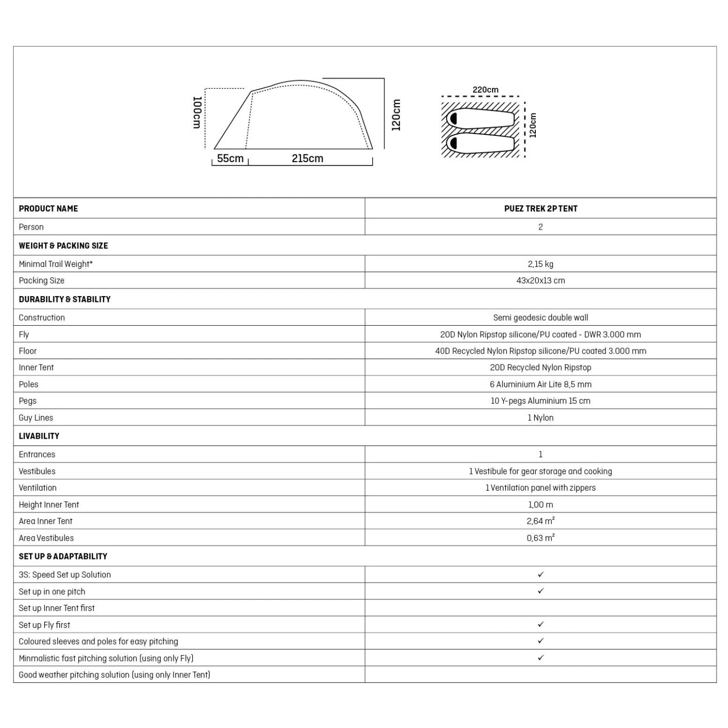 SALEWA Puez Trek 2P Tent - 2-Personen Zelt 4 SALEWA Puez Trek 2P Tent - 2-Personen Zelt – Bild 2