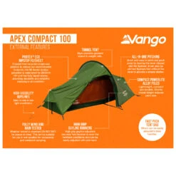 Vango Apex Compact 100 - 1-Personen Zelt -Outdoor-Ausrüstung vango apex compact 100 1 personen zelt bf detail 7